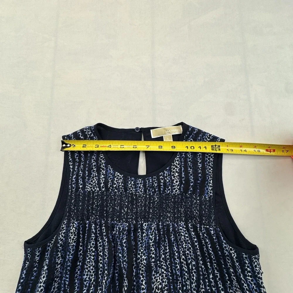 Michael Kors Womens Size 6 Navy Blue Print Sleeveless Fit Flare Dress